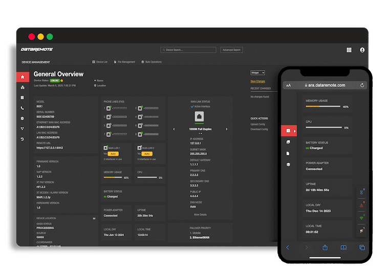 DataRemote Ara Device Management Platform for POTS Line Replacement Devices