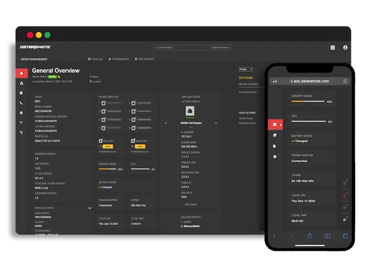 DataRemote Ara Device Management Platform for POTS Line Replacement Devices